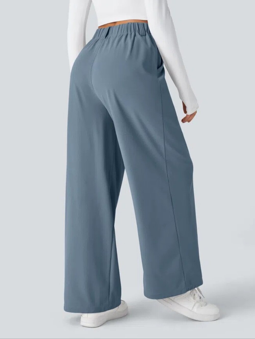 Halara Flex™ High Waisted Pocket Wide Leg Waffle Work Pants Size XL Blue - Picture 2 of 8